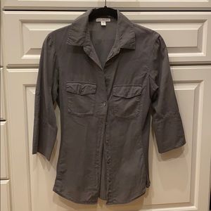 James Perse green quarter sleeve button up